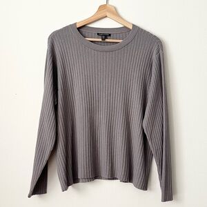 Eileen Fisher Women's Oversized Boxy Ribbed Sweater XXS Gray Minimalist Classic